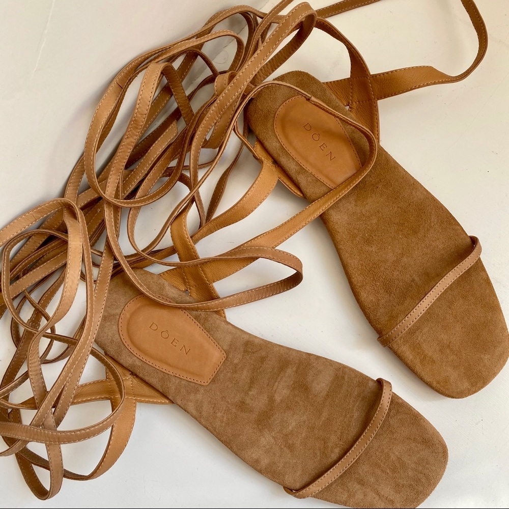 Doen 6 Gladiator Sandals Leather Calf Wrap Tie - Picture 7 of 7